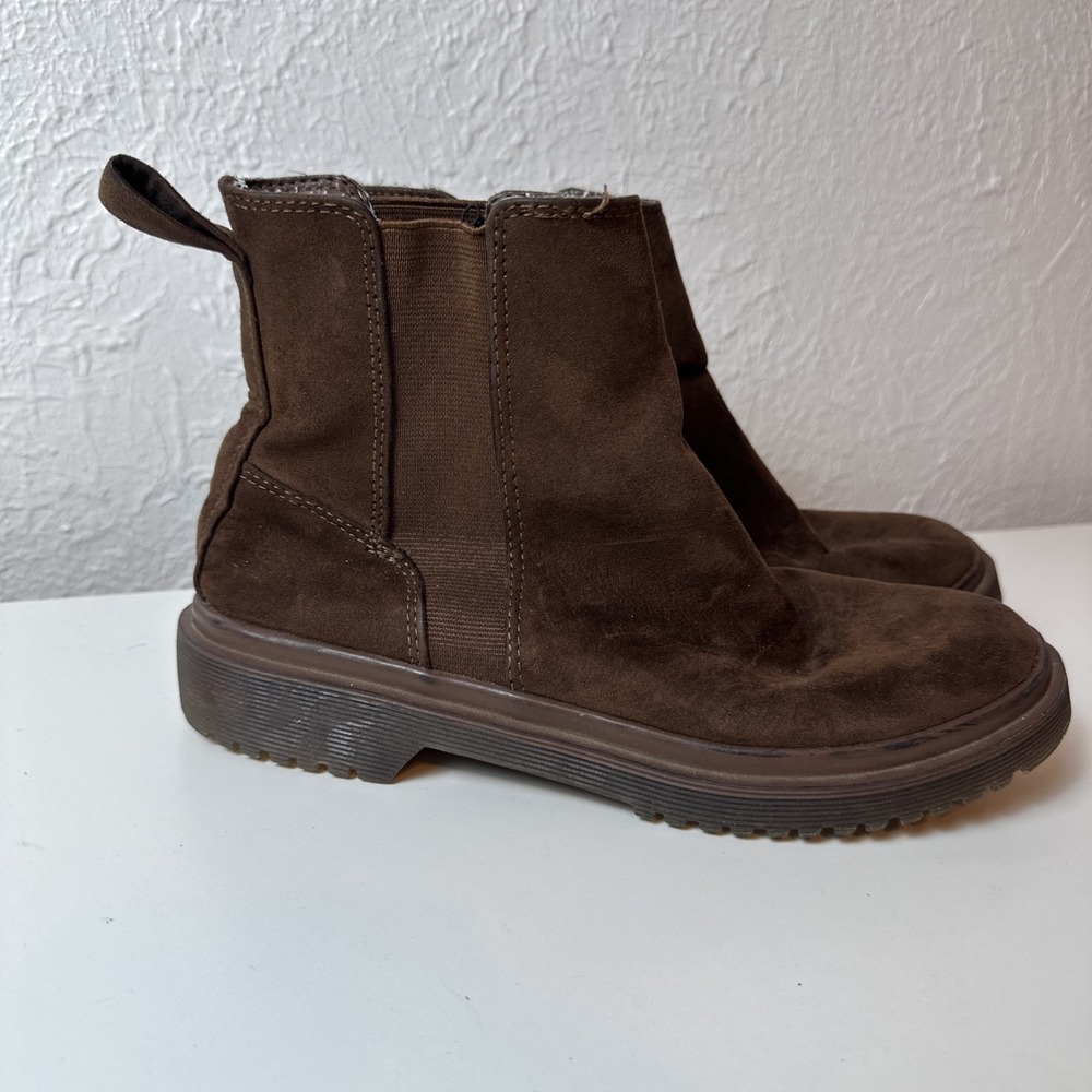 Women's Boot Bootie Size 8 8M Brown Suede‎ Leather Comfort Slip On